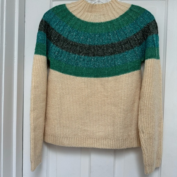 GREYLIN Ombré Funnelneck Knit Sweater XS-S Cream Beige Green Blue - Picture 4 of 10